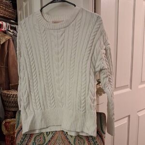 Philosophy Cable Knit Crewneck Sweater in Cream